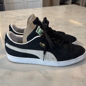 Puma Black and White Suede Sneakers Mens